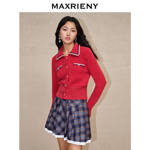 MAXRIENY英伦千金小香复古POLO领针织外套收腰(货号:MC88JA586) 商品图2