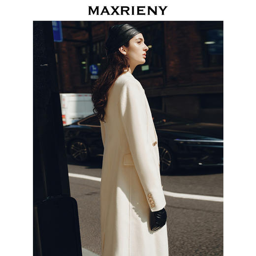 MAXRIENY*复古风奶白色双面呢大衣极简羊毛外套(货号:MS88CT543) 商品图3