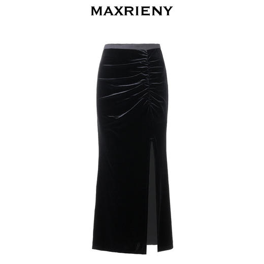 玛克门店发货：复古感开叉丝绒半裙(货号:MC88SK832) 商品图3