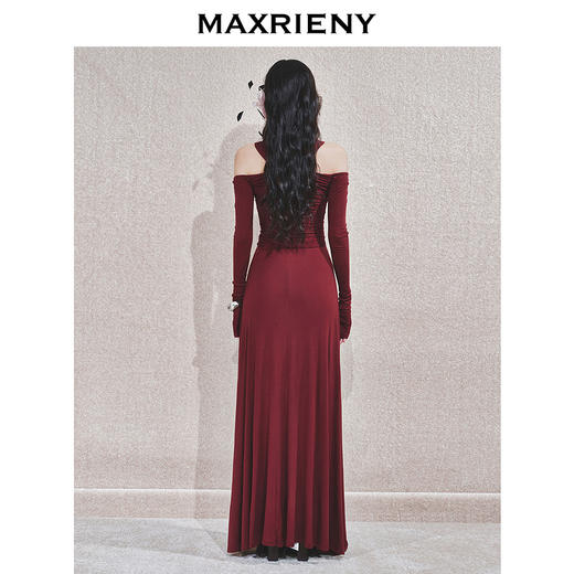 玛克门店发货：MAXRIENY酒红针织性感钉珠连衣裙(货号:MC85DR563) 商品图3