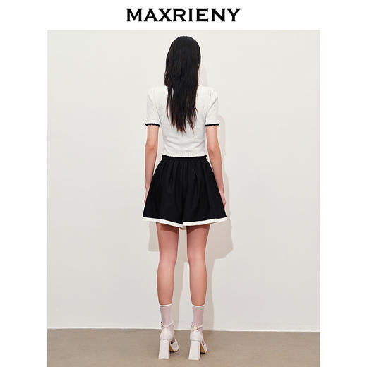 玛克门店发货：MAXRIENY宫延千金风撞色针织开衫修身显瘦上衣女(货号:MC85SW287) 商品图3