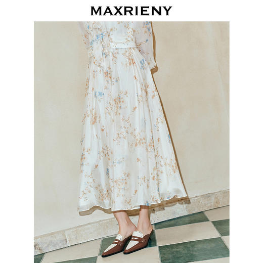 玛克门店发货：MAXRIENY浪漫复古印花伞摆半裙桑蚕丝裙(货号:MC85SK022) 商品图2
