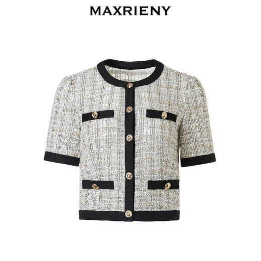 【黑白优雅主义-商场同款】MAXRIENY千金小香风率性直身花纱外套(货号:MC85JA017) 商品图4