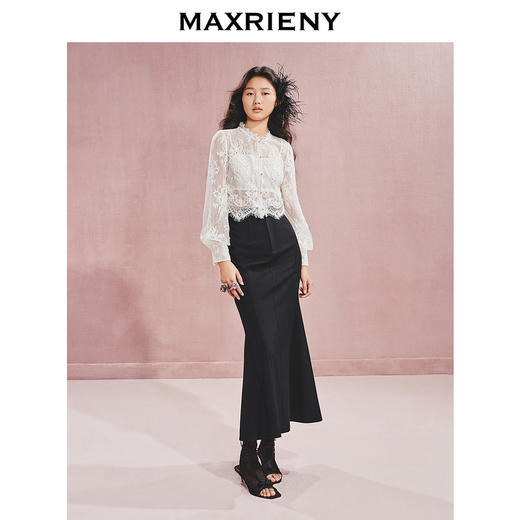 玛克门店发货：MAXRIENY复古优雅金扣鱼尾半身裙长裙(货号:MC85SK537) 商品图0