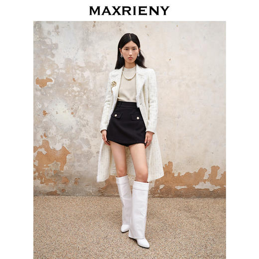 MAXRIENY小香风花纱大衣中长款2023冬季水貂毛外套(货号:MS88CT534) 商品图1