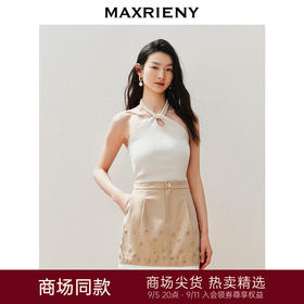 【浪漫花园-商场同款】MAXRIENY复古挂珠挖洞针织毛衫*优雅(货号:MC85SW041)