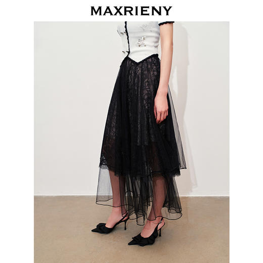 玛克门店发货：MAXRIENY甜美文艺网纱半裙2024夏季新款蕾丝绣花裙子(货号:MC85SK290) 商品图2