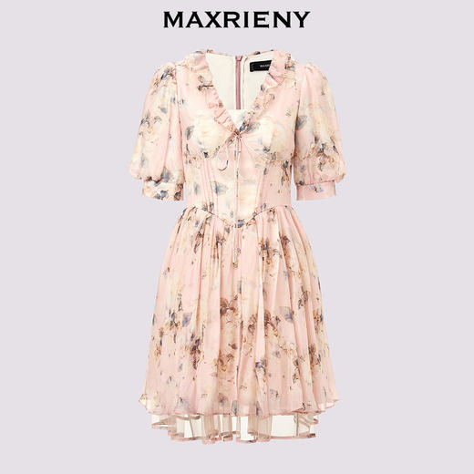玛克门店发货：MAXRIENY浪漫度假风印花连衣裙蓬蓬裙(货号:MC85DR401) 商品图4