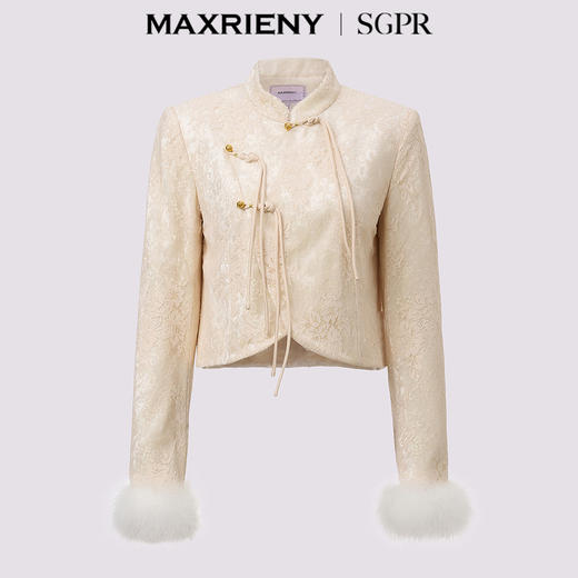 玛克门店发货：MAXRIENY贵雅新中式外套国风盘扣领肌理感提花上衣(货号:MS85JA516) 商品图4