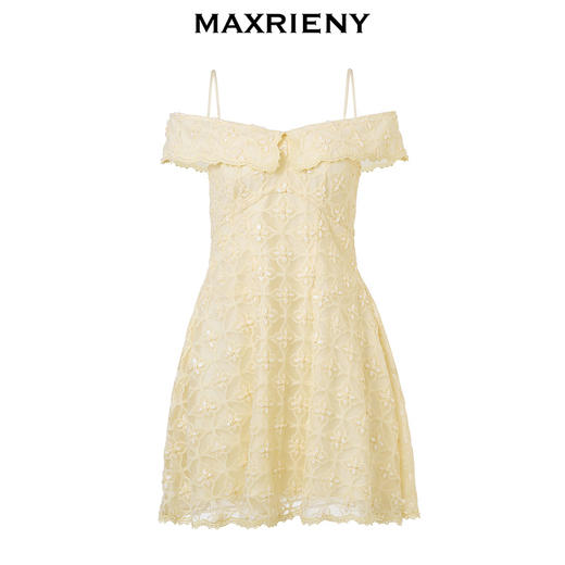 MAXRIENY华丽甜美钉珠刺绣翻领连衣裙(货号:MR85DR012) 商品图4
