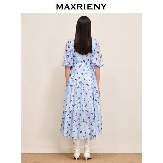 MAXRIENY复古蝴蝶结波点连衣裙收褶堆叠飘带裙子(货号:MS88DR537) 商品图3