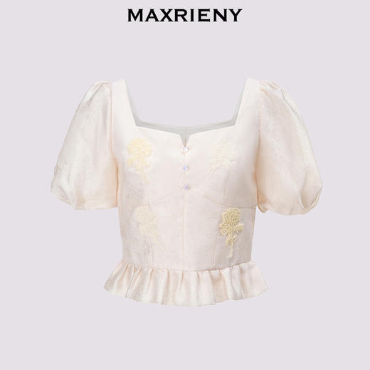 玛克门店发货：MAXRIENY新中式十字绣花方领雪纺衫上衣(货号:MC85TP322) 商品图4