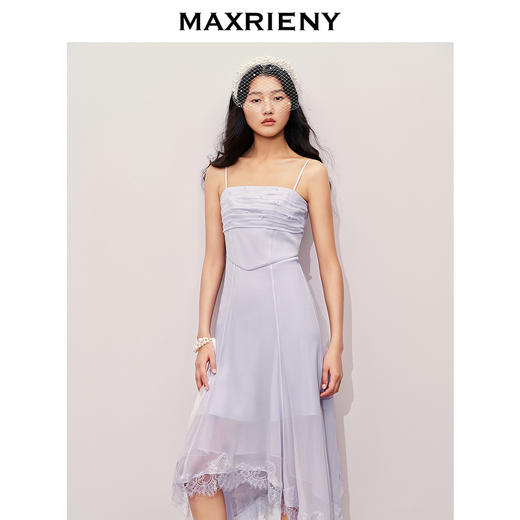 玛克门店发货：MAXRIENY优雅浪漫抽褶收腰吊带连衣裙(货号:MC85DR551) 商品图2