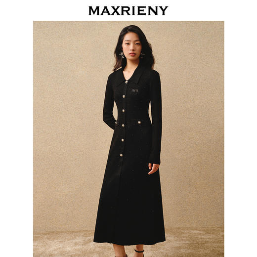 MAXRIENY*复古感毛织连衣裙秋冬羊毛针织长裙(货号:MS88DR763) 商品图1