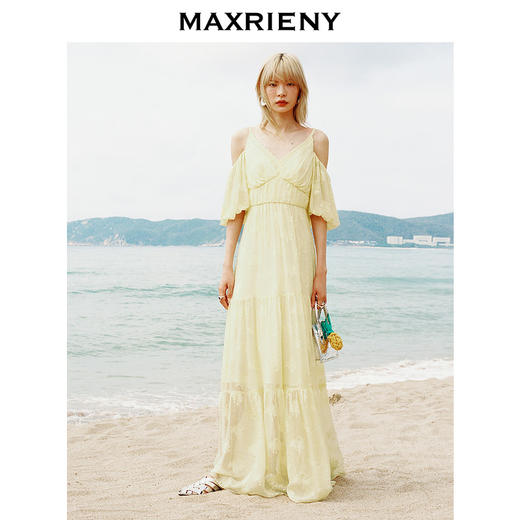 玛克门店发货：MAXRIENY浪漫藤曼桑蚕丝连衣裙收腰散摆(货号:MC85DR343) 商品图1