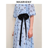 MAXRIENY复古蝴蝶结波点连衣裙收褶堆叠飘带裙子(货号:MS88DR537) 商品缩略图2