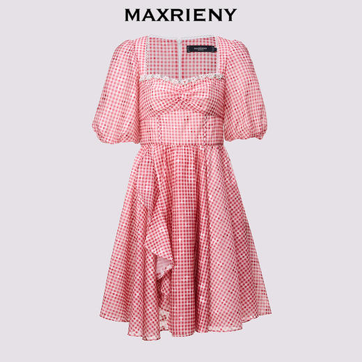 玛克门店发货：MAXRIENY甜美宫延风钉珠方领连衣裙茶歇裙(货号:MC85DR332) 商品图4