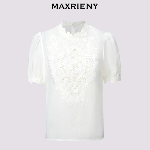 玛克门店发货：MAXRIENY华丽浪漫感刺绣钉珠上衣2024夏款(货号:MC85TP289) 商品图4