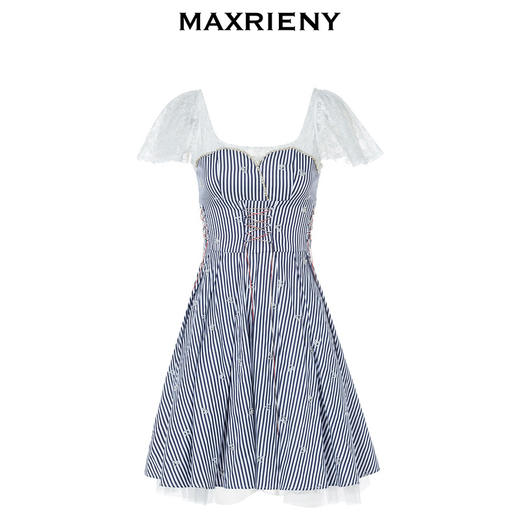MAXRIENY海军风海上芭蕾裙一字肩吊带连衣裙(货号:MC88DR268) 商品图4