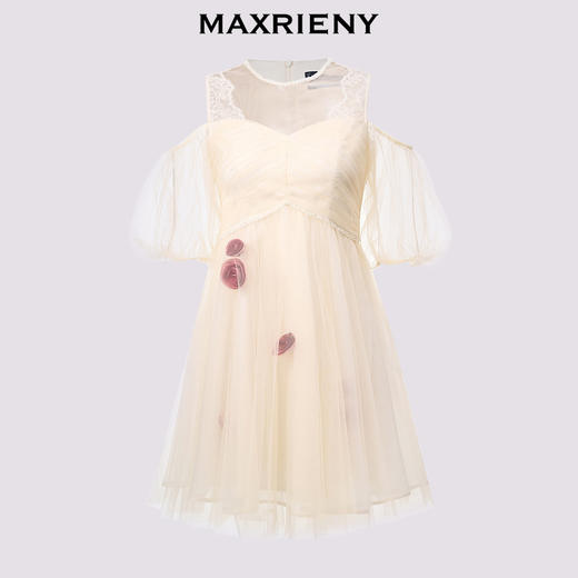 玛克门店发货：MAXRIENY*挂袖收腰甜美立体花连衣裙2024夏季新款(货号:MC85DR352) 商品图4