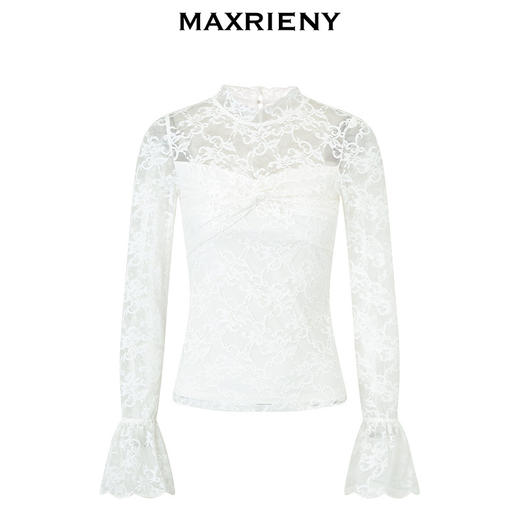 【商场同款-宫廷飞鸽】MAXRIENY复古宫廷蕾丝扭结蕾丝雪纺衫上衣(货号:MC85TP066) 商品图4