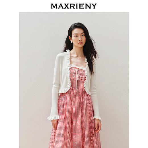 玛克门店发货：MAXRIENY宫廷浪漫风针织开衫外套收腰外搭(货号:MC85JA257) 商品图2