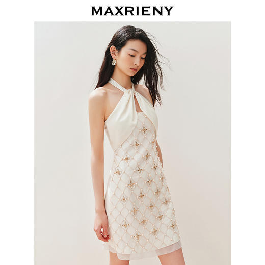 玛克门店发货：华丽*收腰小A钉珠连衣裙(货号:MC85DR314) 商品图2