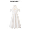 MAXRIENY复古新中式花韵散摆连衣裙仙美订婚小白裙(货号:MS85DR267) 商品缩略图4