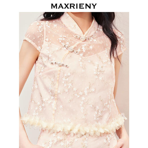玛克门店发货：MAXRIENY浪漫新中式上衣款蕾丝绣花短袖小衫修身(货号:MS85TP256) 商品图2