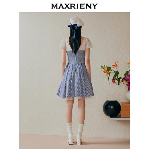MAXRIENY海军风海上芭蕾裙一字肩吊带连衣裙(货号:MC88DR268) 商品图3