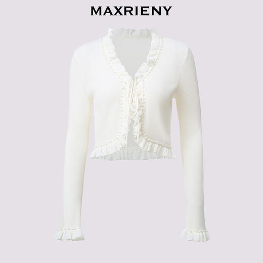 玛克门店发货：MAXRIENY宫廷浪漫风针织开衫外套收腰外搭(货号:MC85JA257) 商品图4