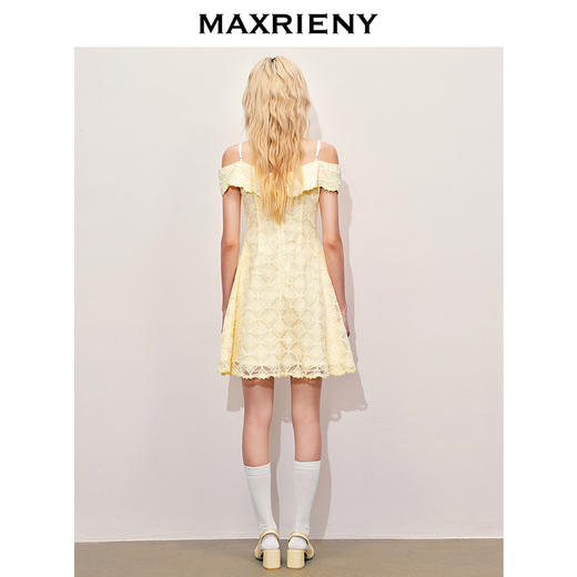 MAXRIENY华丽甜美钉珠刺绣翻领连衣裙(货号:MR85DR012) 商品图3