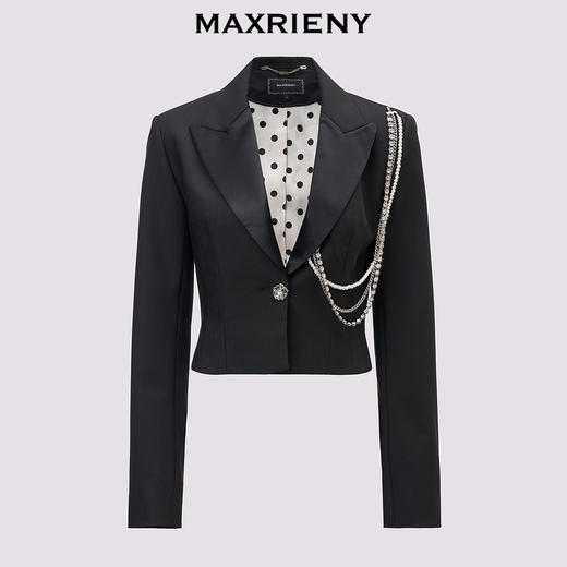 玛克门店发货：MAXRIENY*休闲感链条装饰收腰截短外套(货号:MC85JA564) 商品图4
