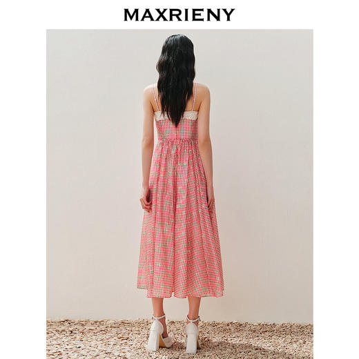 玛克门店发货:MAXRIENY华丽甜美刺绣连衣裙收腰散摆红格(货号:MC85DR341) 商品图3
