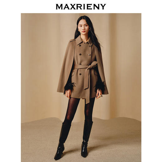 玛克门店发货：MAXRIENY复古*珍珠链条毛呢外套大衣女(货号:MC88CT796) 商品图0