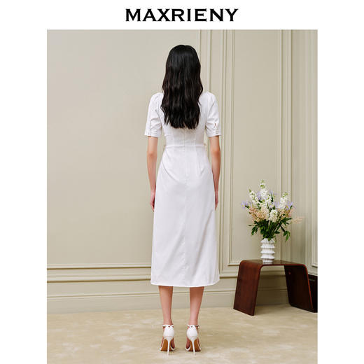 MAXRIENY*御姐风开叉连衣裙镂空小白裙派对礼裙(货号:MC88DR378) 商品图3