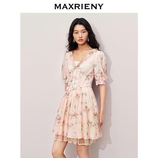 玛克门店发货：MAXRIENY浪漫度假风印花连衣裙蓬蓬裙(货号:MC85DR401) 商品图2