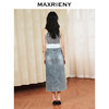 MAXRIENY*复古感浅牛仔蓝波浪开衩半裙裙子(货号:MS85SK017) 商品缩略图3