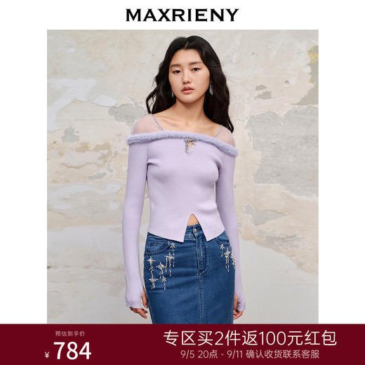 MAXRIENY*浪漫感网纱拼接套头针织修身长袖上衣(货号:MC88SW518) 商品图0