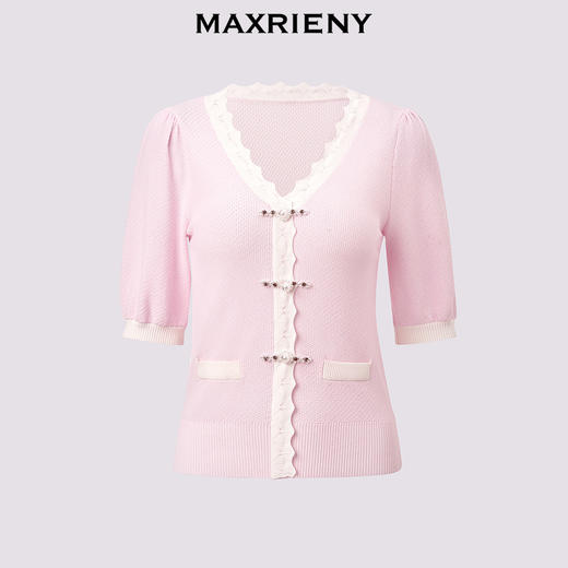 玛克门店发货：MAXRIENY华丽盘扣甜美波浪花边上衣(货号:MC85SW318) 商品图4