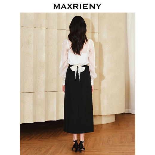 MAXRIENY*复古感高腰开衩铅笔直身半裙半身裙子(货号:MS85SK019) 商品图3