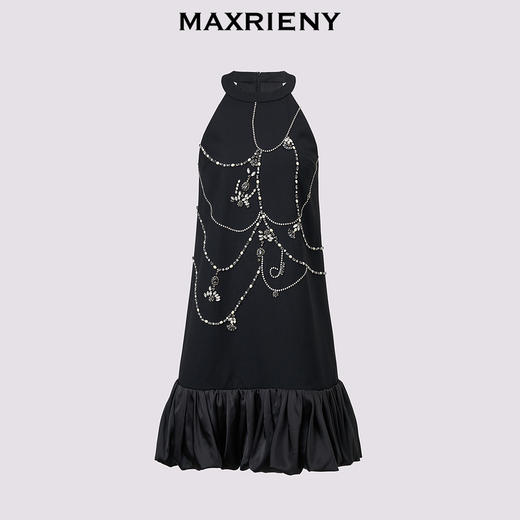 【贵雅日常-商场同款】MAXRIENY浪漫少女感挂脖小A裙钻链连衣裙(货号:MC85DR517) 商品图4