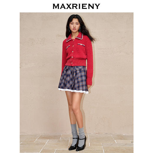 MAXRIENY英伦千金小香复古POLO领针织外套收腰(货号:MC88JA586) 商品图1