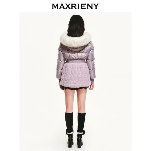 MAXRIENY紫色拼接毛领羽绒服加厚冬装复古外套(货号:MC87DC779) 商品图2