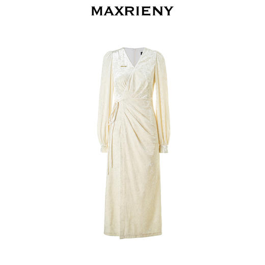 玛克门店发货：MAXRIENY法式复古连衣裙钻石绒围裹绑带松弛感裙子(货号:MC88DR808) 商品图4