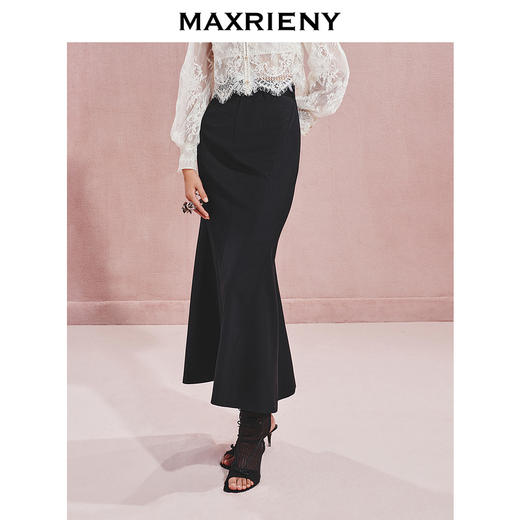 玛克门店发货：MAXRIENY复古优雅金扣鱼尾半身裙长裙(货号:MC85SK537) 商品图1
