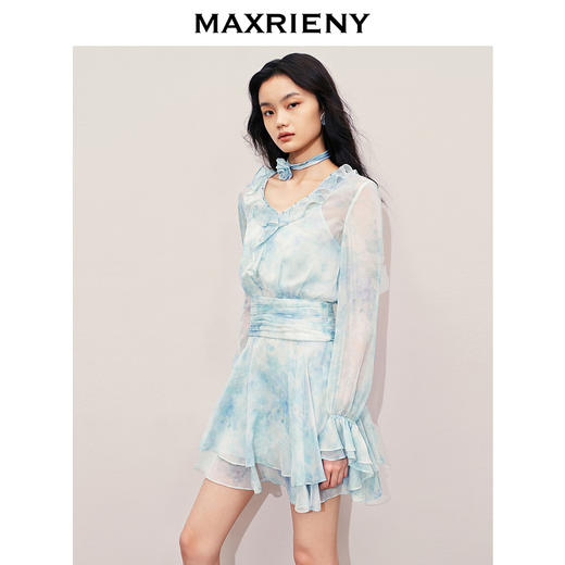 玛克门店发货：浪漫度假连衣裙晕染印花仙女森系气质裙子(货号:MS85DR284) 商品图2