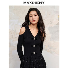 玛克门店发货：MAXRIENY繁星裙法式复古连衣裙秋冬新款约会小黑裙(货号:MC88DR584)