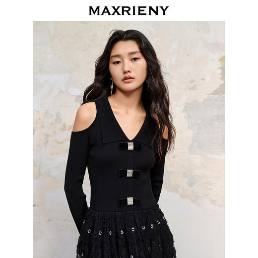 玛克门店发货：MAXRIENY繁星裙法式复古连衣裙秋冬新款约会小黑裙(货号:MC88DR584) 商品图0