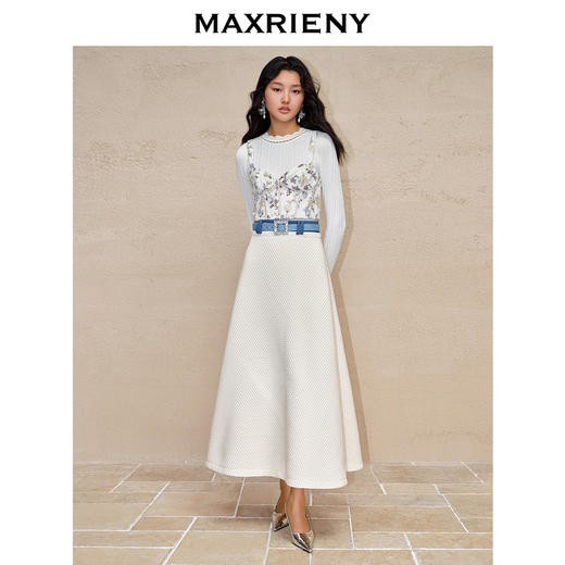 MAXRIENY*复古感半裙*A型廓形牛仔拼接裙子(货号:MC88SK792) 商品图3